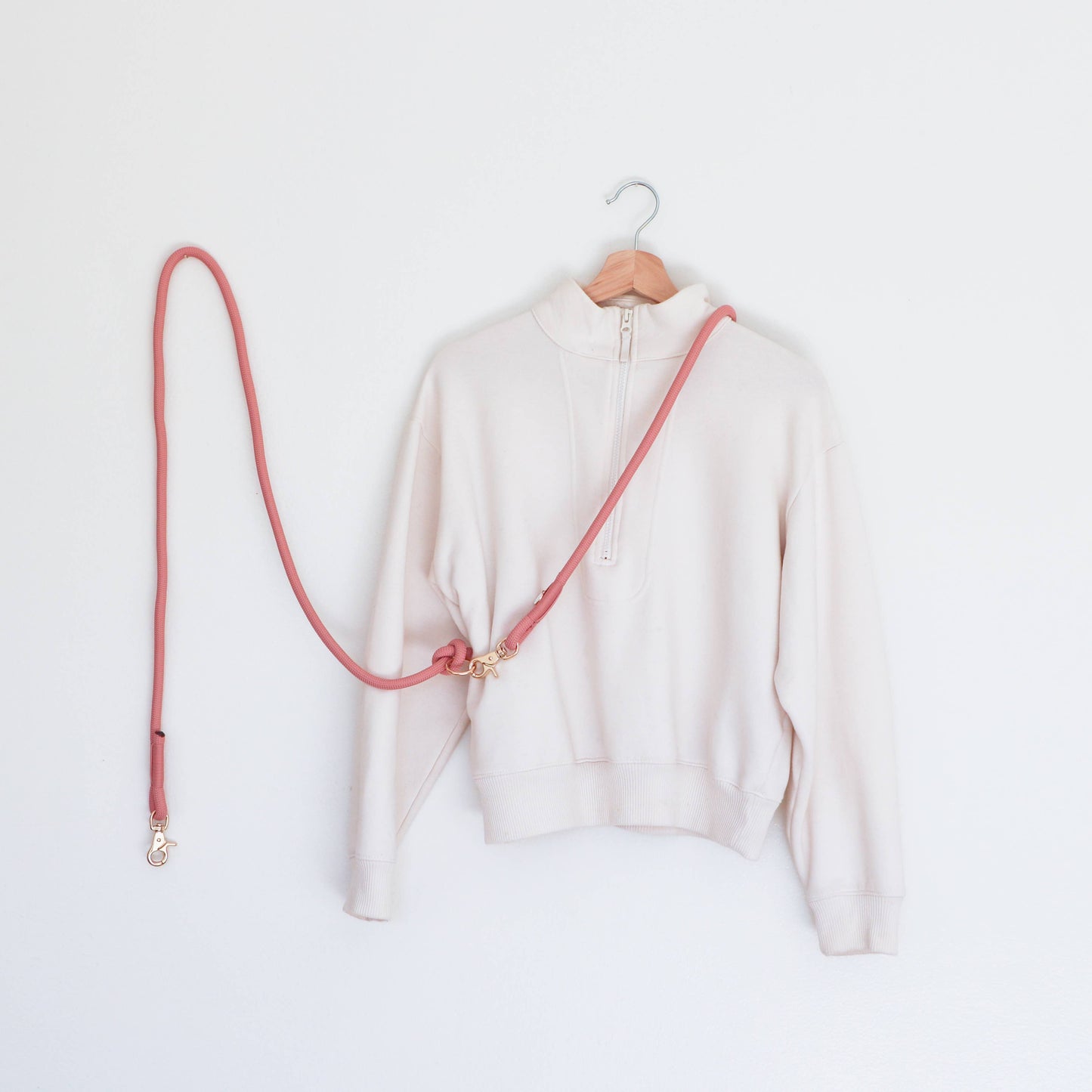 Handsfree gevlochten touwriem - Rose