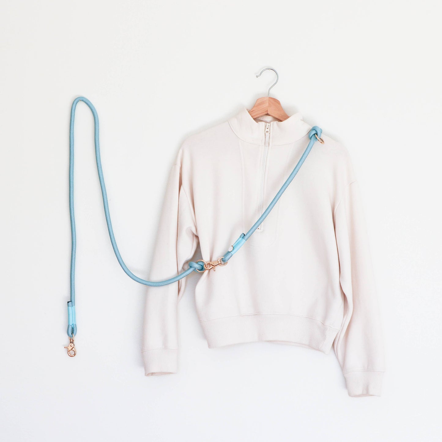 Handsfree gevlochten touwriem - Aqua
