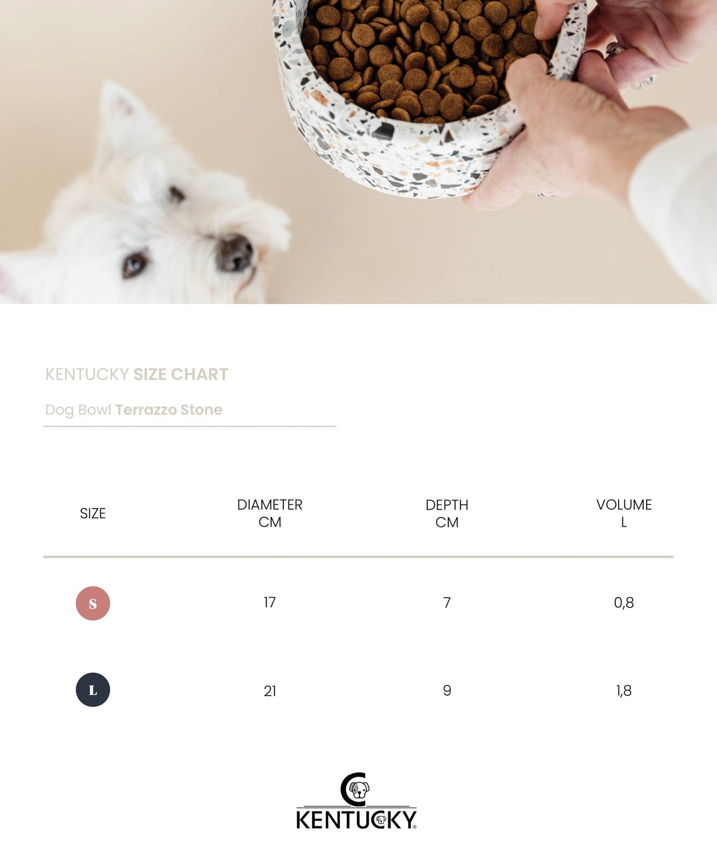 Hondenkom Terrazzo Steen- Zwart