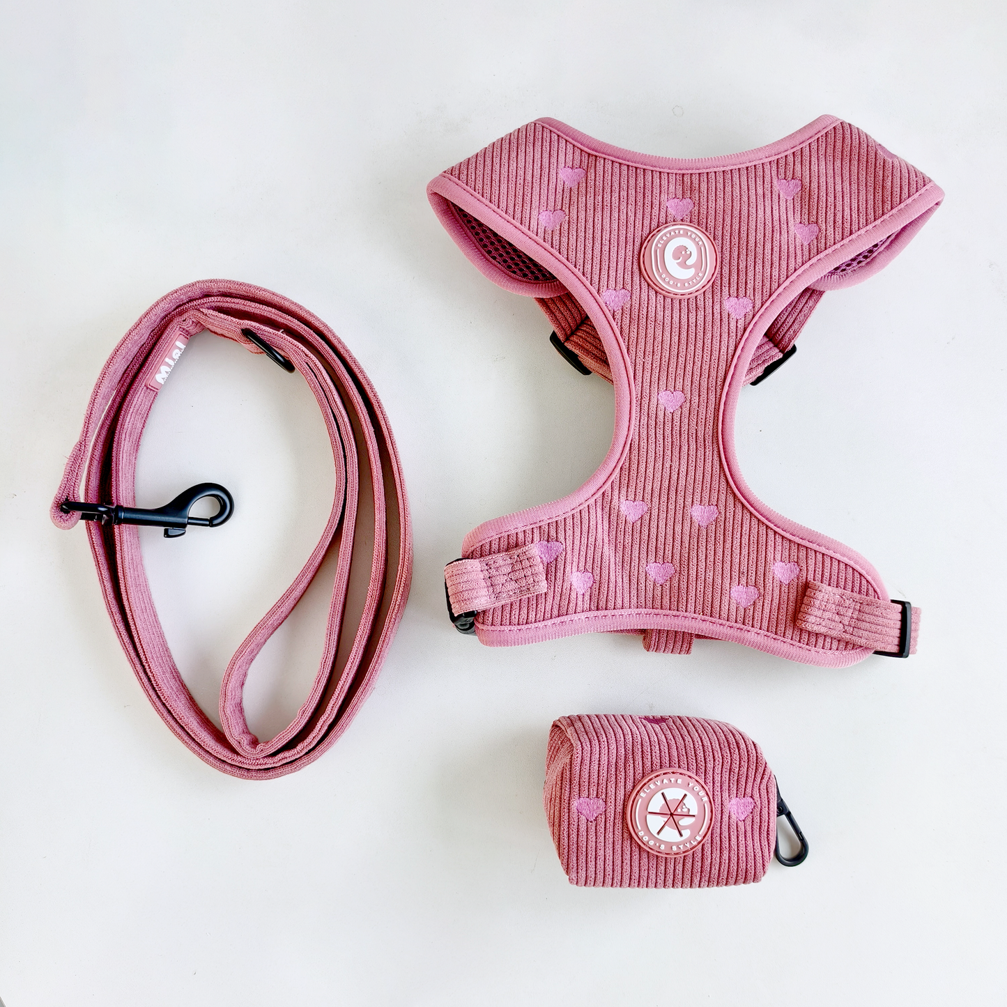 Corduroy Heart Leiband - Roze – Leiband van MIEL | Hondenboetiek (afbeelding 4)