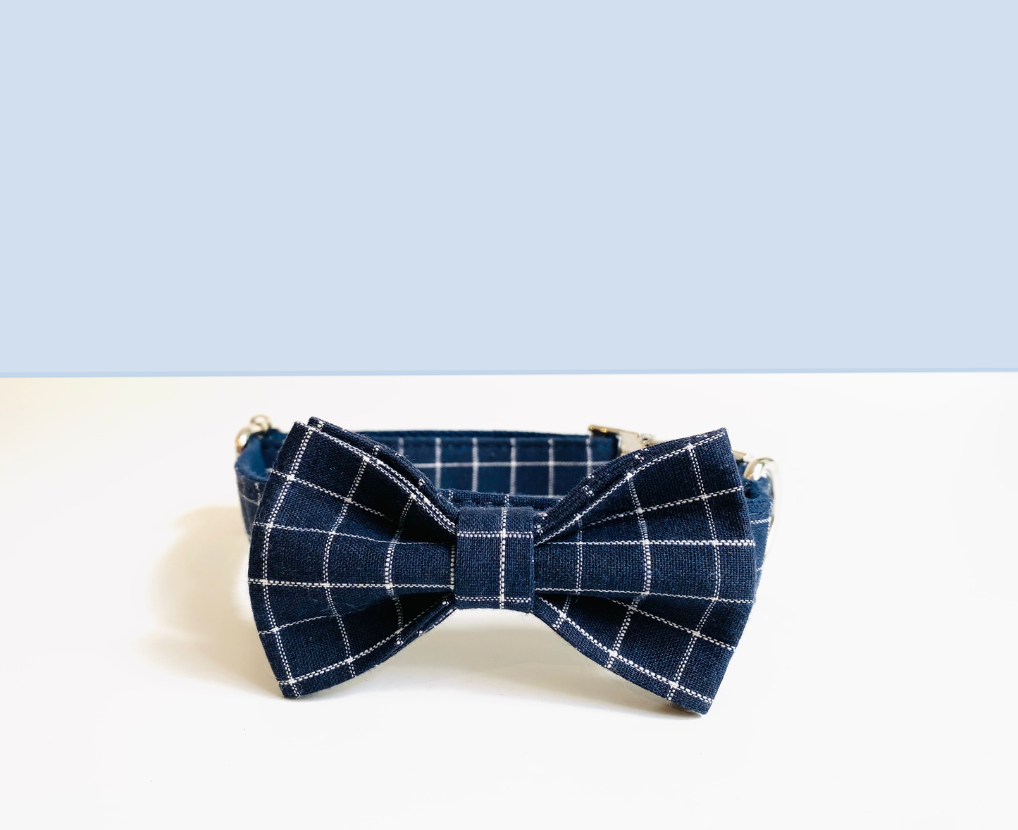 Katoenen Strik ruitjes marineblauw