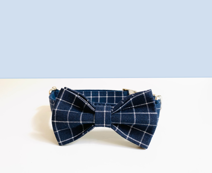 Katoenen Strik ruitjes marineblauw