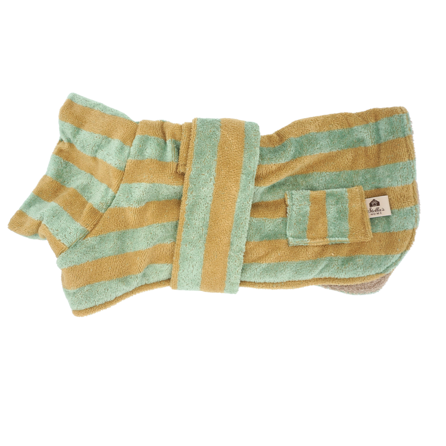 Cozy Stripe Hondenbadjas – Kleding van Stella's Pupcakes | Hondenboetiek (afbeelding 2)