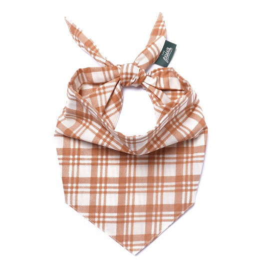 hondenbandana met geruit patroon Gemberkleur