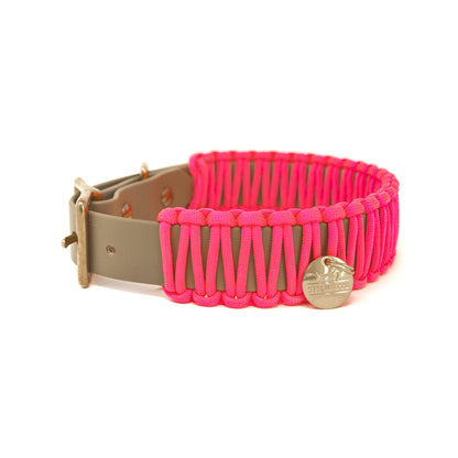 Halsband Paracord Neon Roze/Beige
