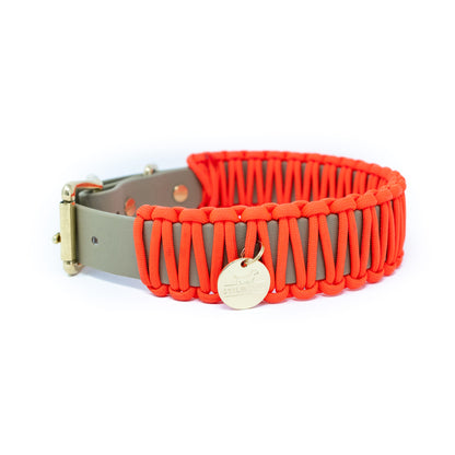Halsband Paracord Neon Orange/Beige