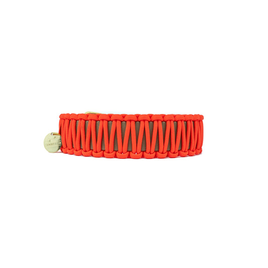 Halsband Paracord Neon Orange/Beige
