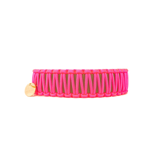 Halsband Paracord Neon Roze/Beige