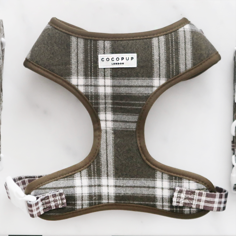 Olijfgroene Plaid Harnas - Cocopup London