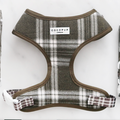 Olijfgroene Plaid Harnas - Cocopup London