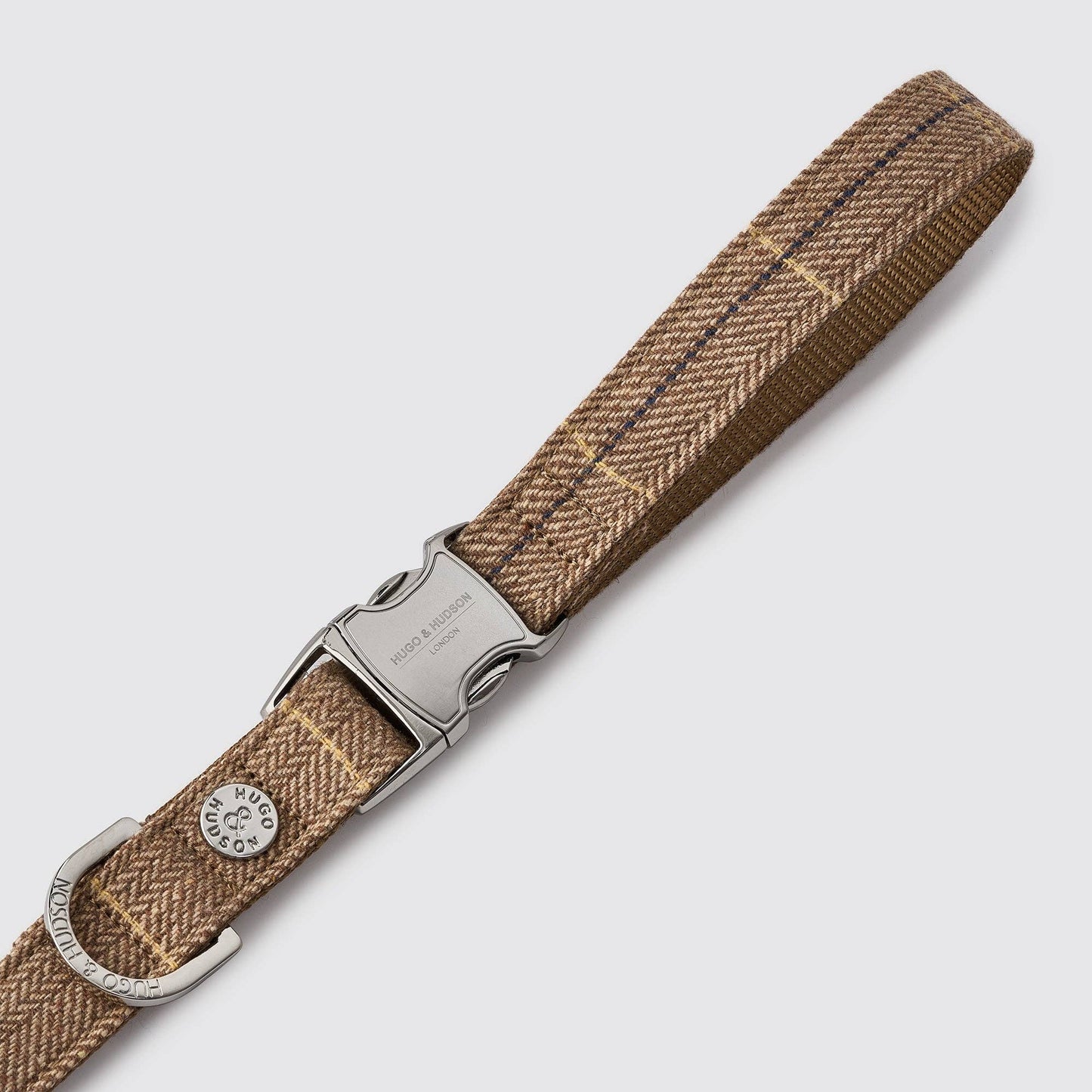 Luxe karamel geruite tweed leiband