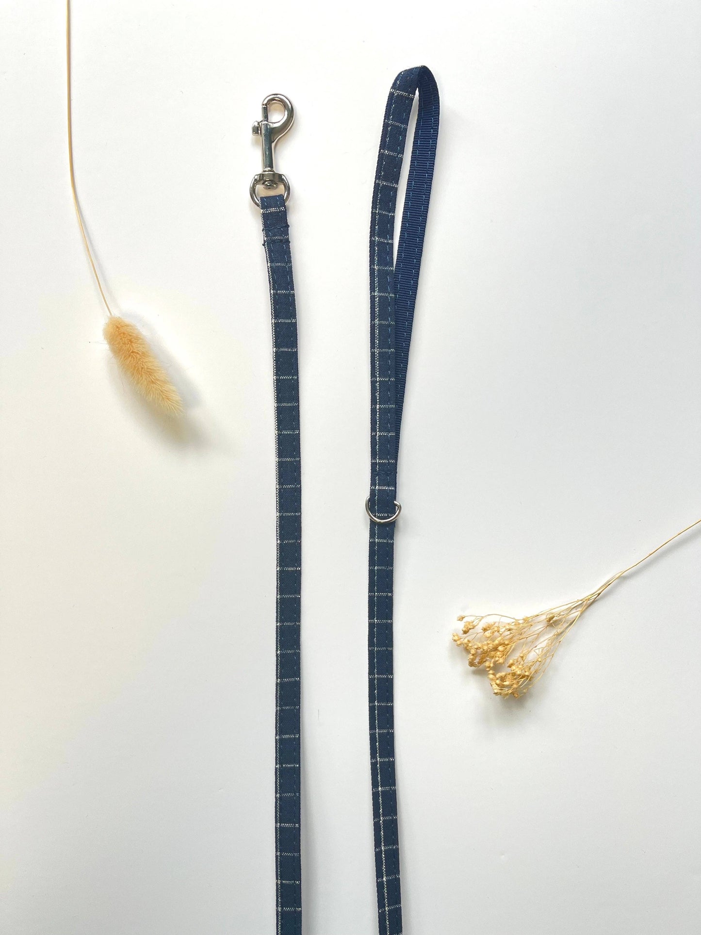 Leiband katoen ruitjes marineblauw