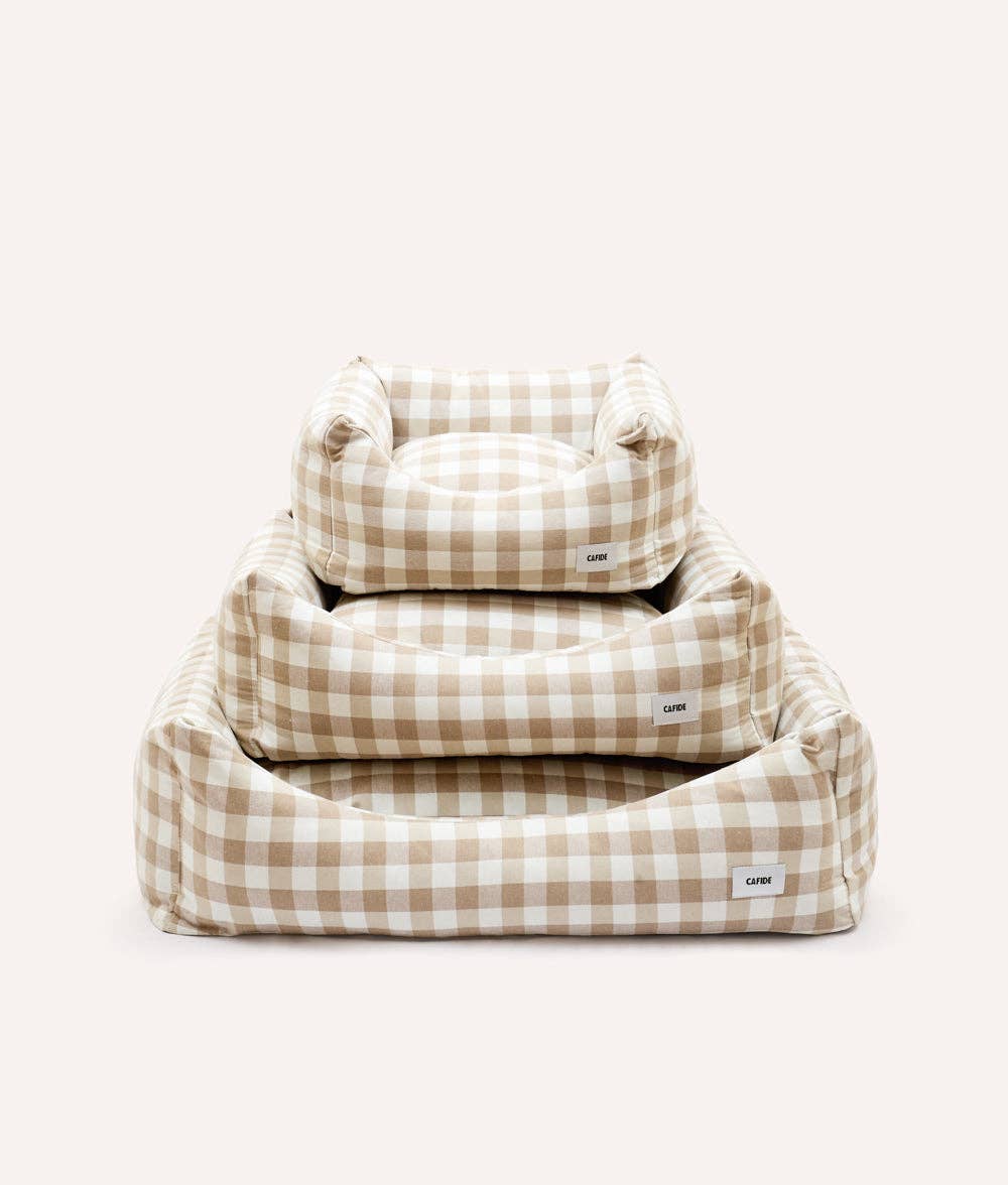 CAFIDE - Vichy Beige Hondenbed, Snozy – Hondenmand van CAFIDE | Hondenboetiek (afbeelding 7)