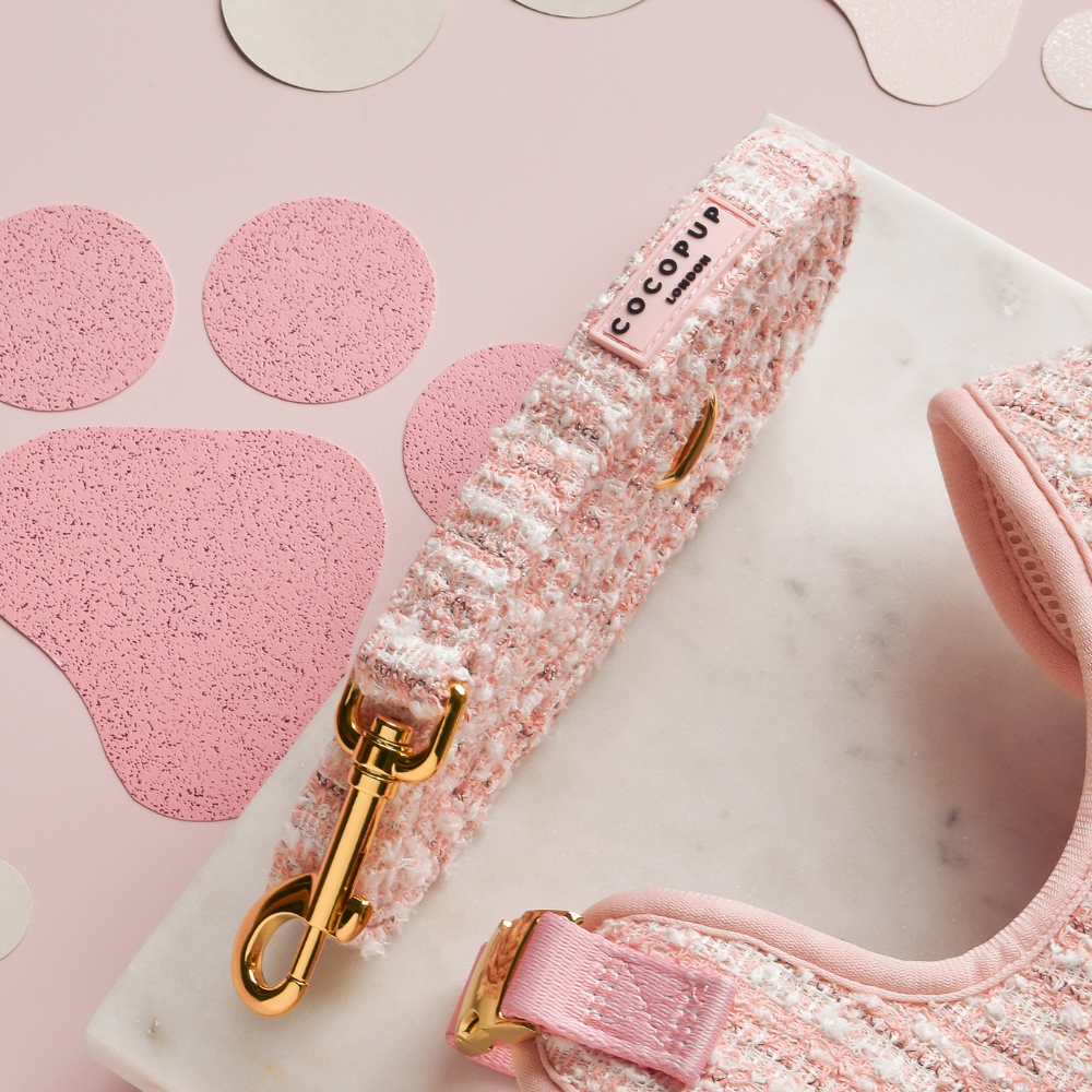Tweed Leiband roze - Cocopup London