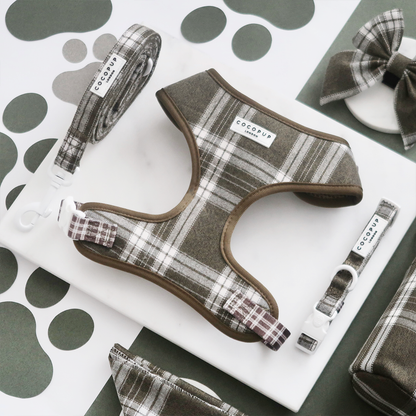 Olijfgroene Plaid Harnas - Cocopup London