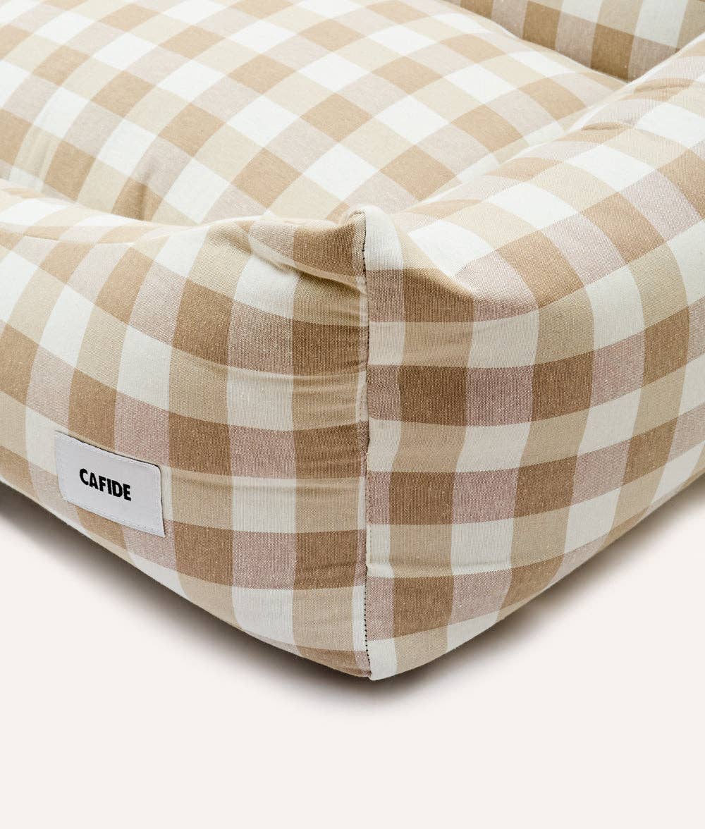 CAFIDE - Vichy Beige Hondenbed, Snozy – Hondenmand van CAFIDE | Hondenboetiek (afbeelding 5)