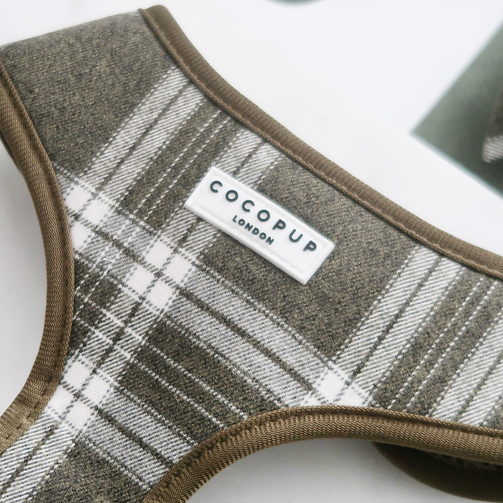 Olijfgroene Plaid Harnas - Cocopup London