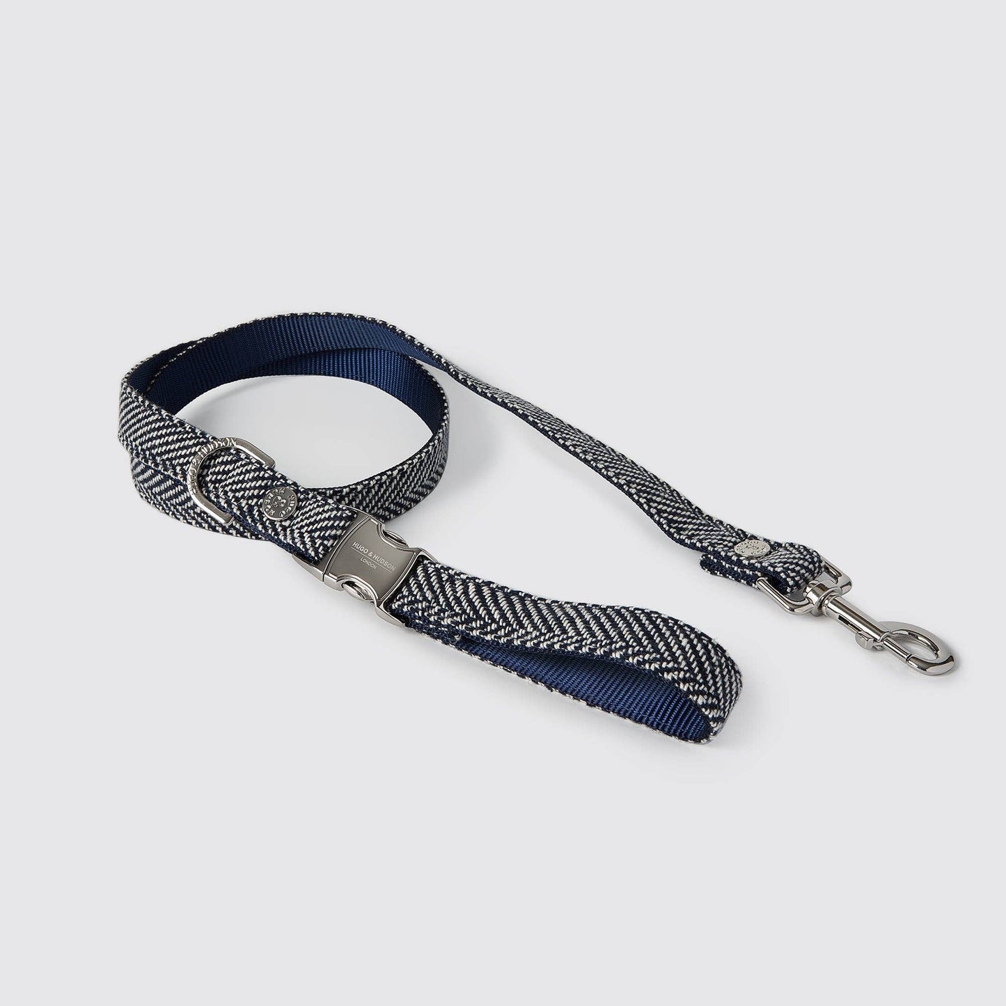 Marineblauwe luxe tweed leiband