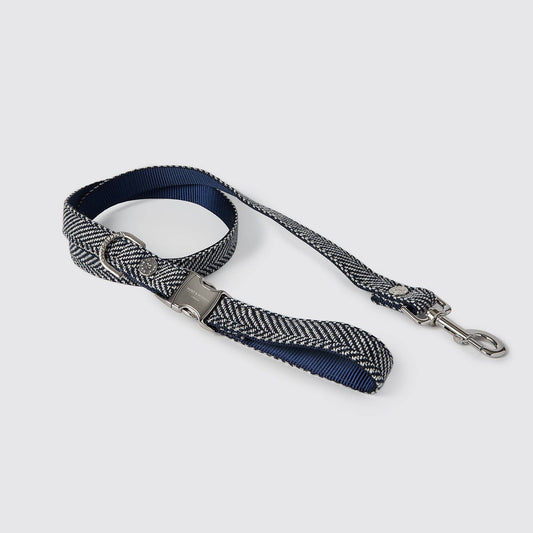 Marineblauwe luxe tweed leiband