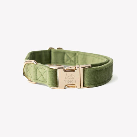 Furlou - 'Groene' - Fluwelen Hondenhalsband