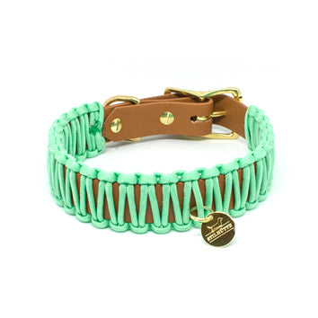 Halsband Paracord Mintgroen/Cognac