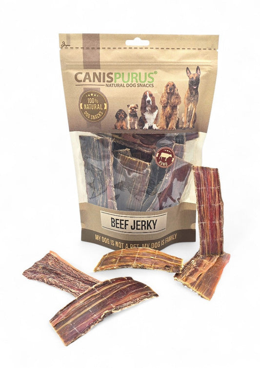 CanisPurus Beef Jerky – Snack van Canis Purus | Hondenboetiek (afbeelding 1)