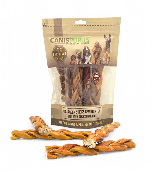 Collageen Sticks Gevlochten - Canis Purus – Snack van Canis Purus | Hondenboetiek (afbeelding 1)