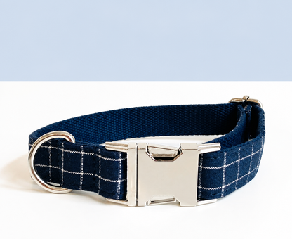 Halsband katoen ruitjes marineblauw