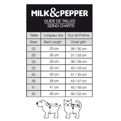Maattabel Meredith reversible hondenjas – MilkAndPepper