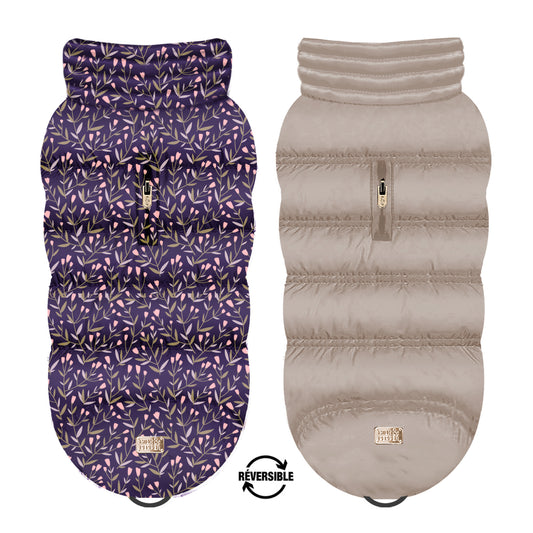 Meredith reversible hondenjas iris en taupe – MilkAndPepper | Hondenboetiek