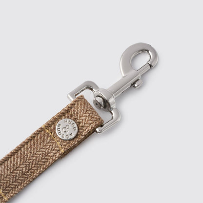 Luxe karamel geruite tweed leiband