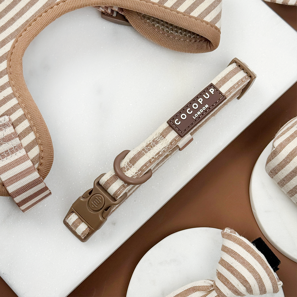 London linnen strepen Halsband – Halsband van Cocopup London | Hondenboetiek