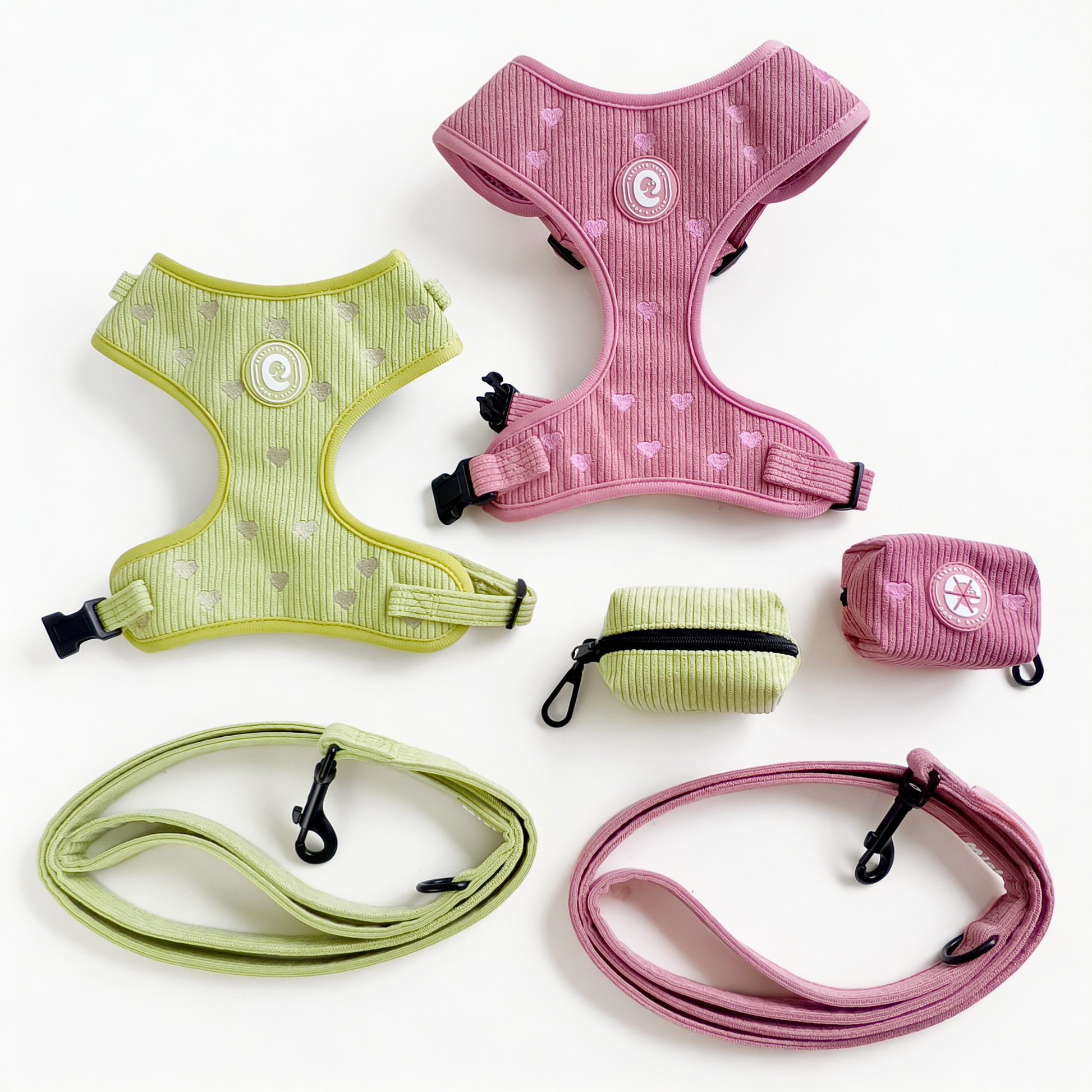 Corduroy Heart Harnas Groen – Harnas van MIEL | Hondenboetiek (afbeelding 5)