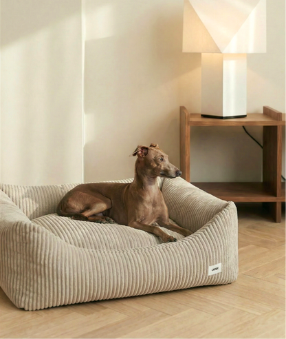 CAFIDE - Beige hondenbed van corduroy, Snozy – Hondenmand van CAFIDE | Hondenboetiek (afbeelding 2)