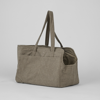 Staey - Vilda draagtas | taupe ribfluweel – Tas van Staey | Hondenboetiek