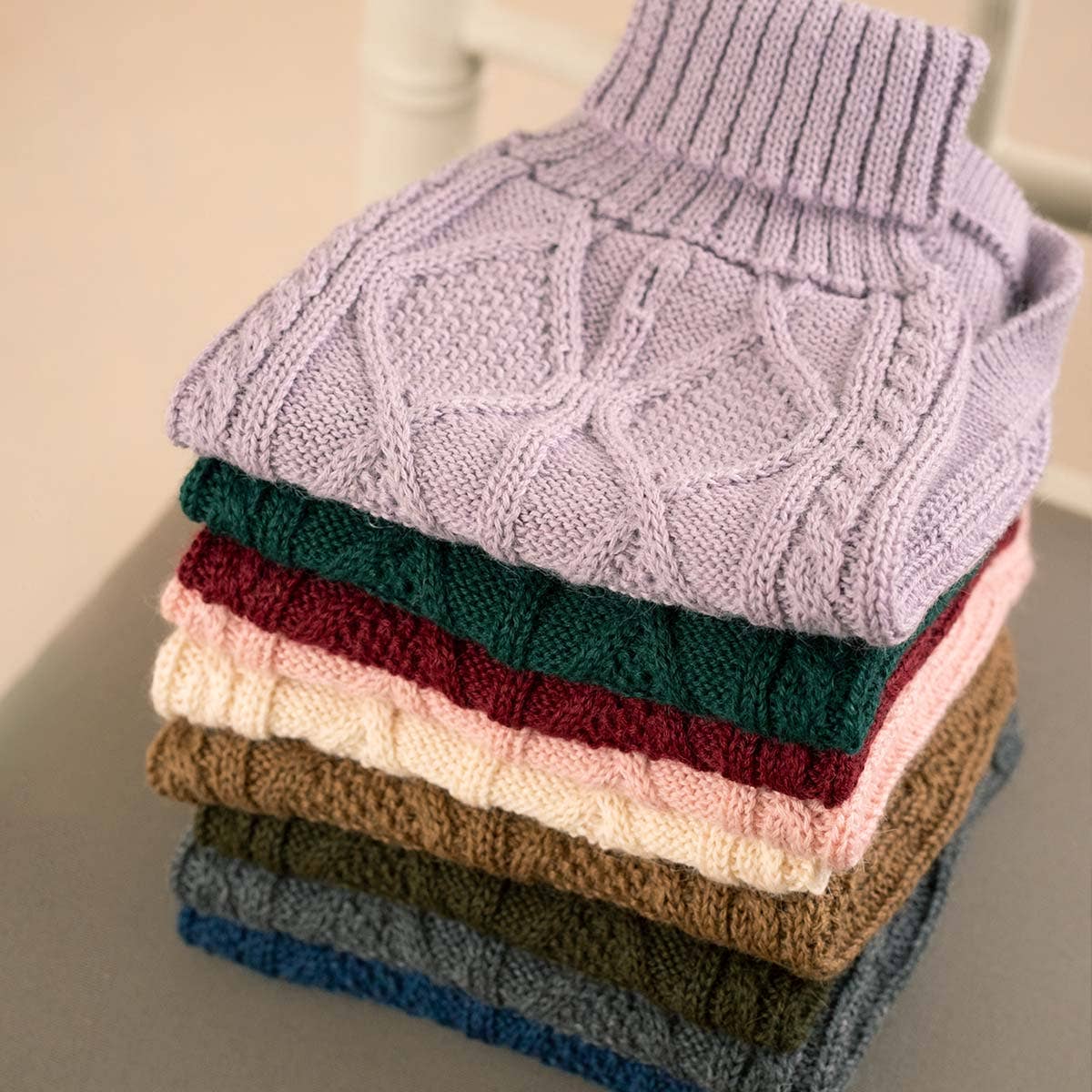 Aran gebreide alpaca trui - Forest Green