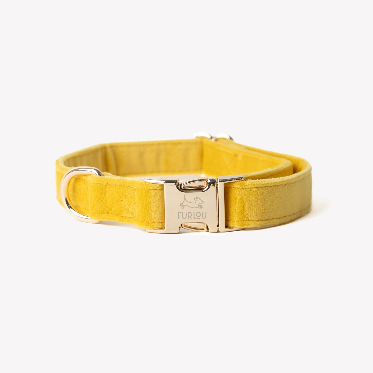 Fluwelen Halsband Geel - Furlou – Halsband van Furlou | Hondenboetiek