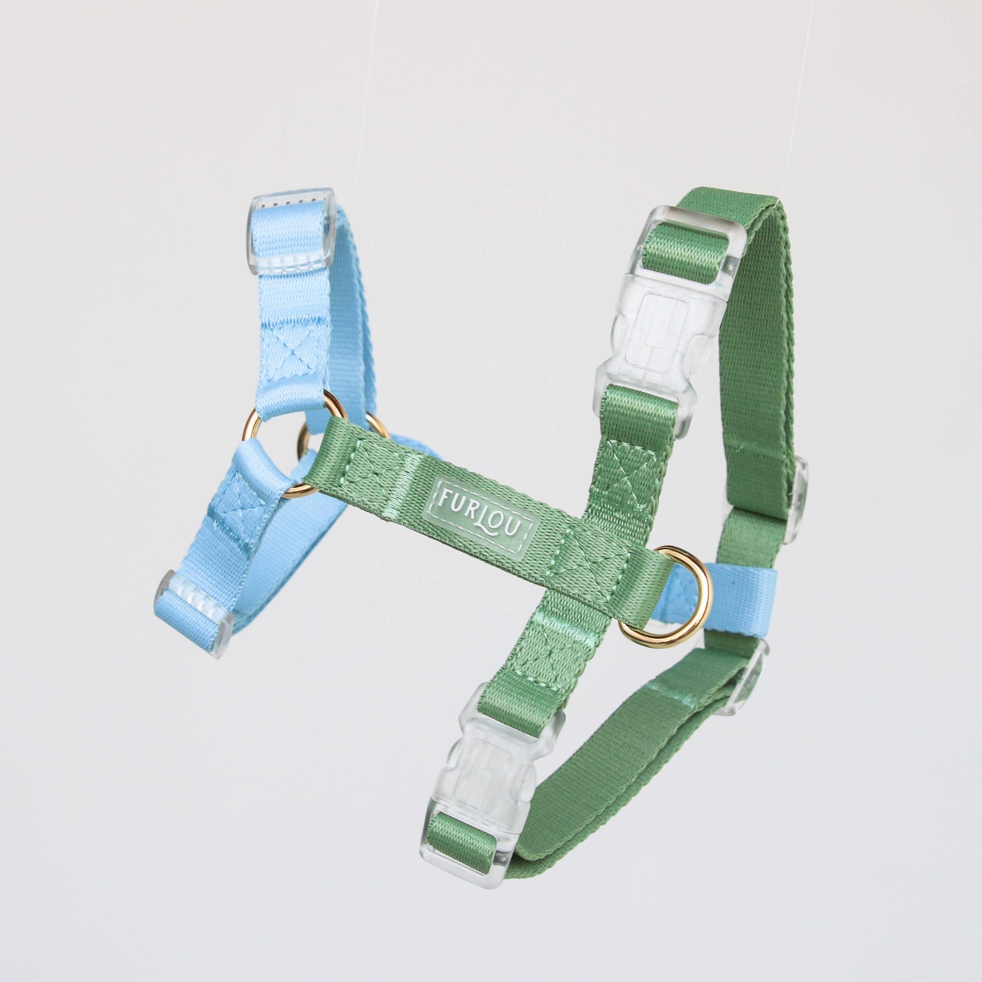 Furlou Harnas - Blue/Sage Green – Leiband van Furlou | Hondenboetiek