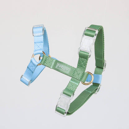 Furlou Harnas - Blue/Sage Green – Leiband van Furlou | Hondenboetiek