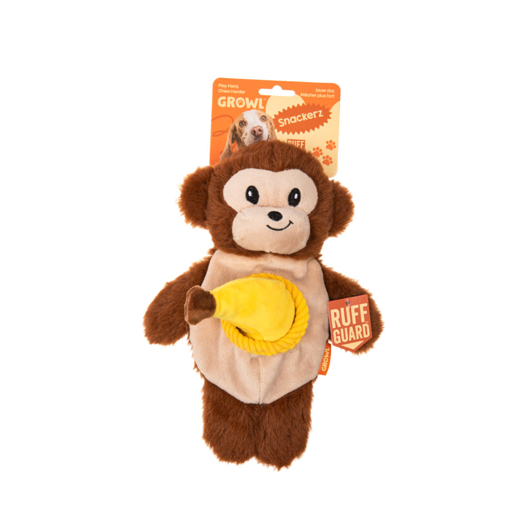 Growl Snackerz Milo de Aap – Speelgoed van Growl | Hondenboetiek (afbeelding 1)