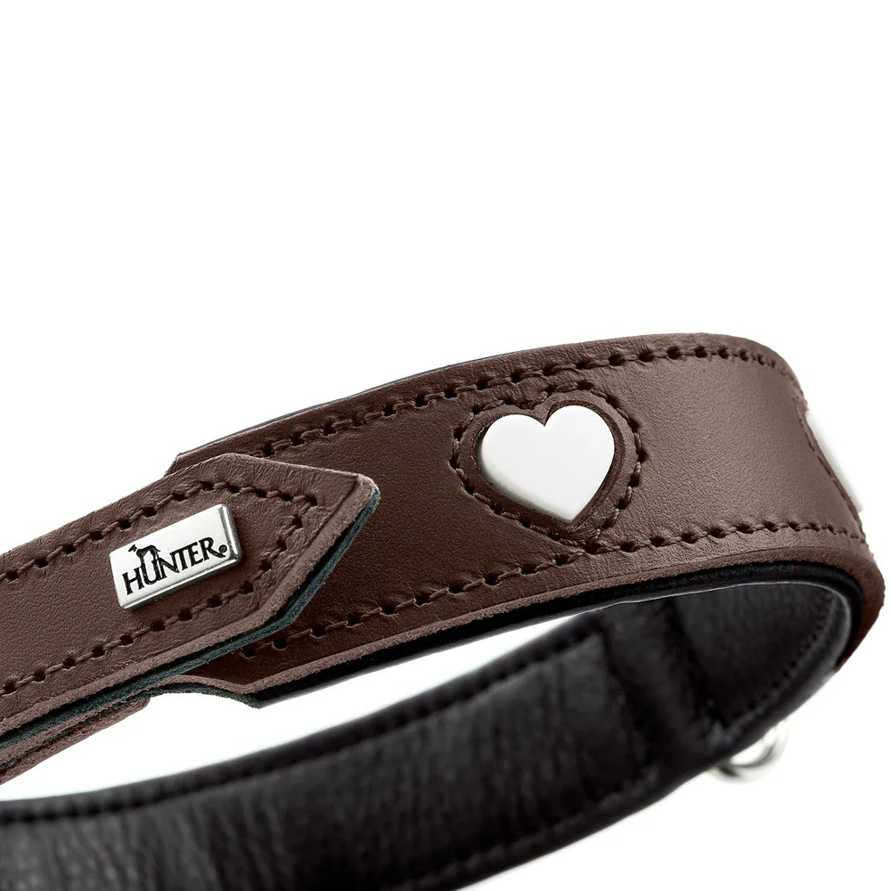 Leren halsband Love - Bruin – Halsband van Hunter | Hondenboetiek (afbeelding 2)