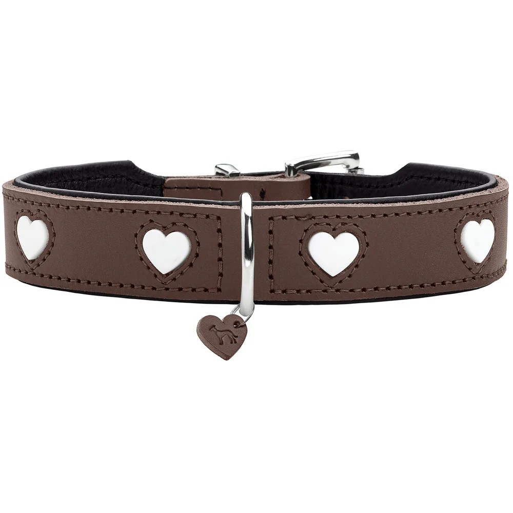 Leren halsband Love - Bruin – Halsband van Hunter | Hondenboetiek