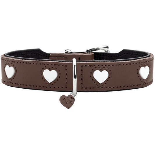 Leren halsband Love - Bruin – Halsband van Hunter | Hondenboetiek