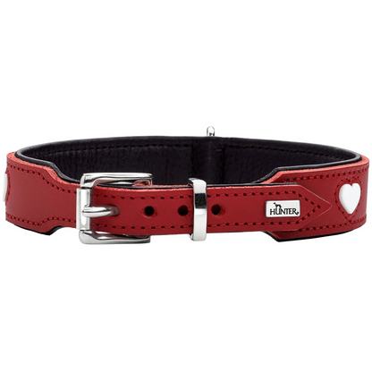 Leren halsband Love - Rood – Halsband van Hunter | Hondenboetiek (afbeelding 3)
