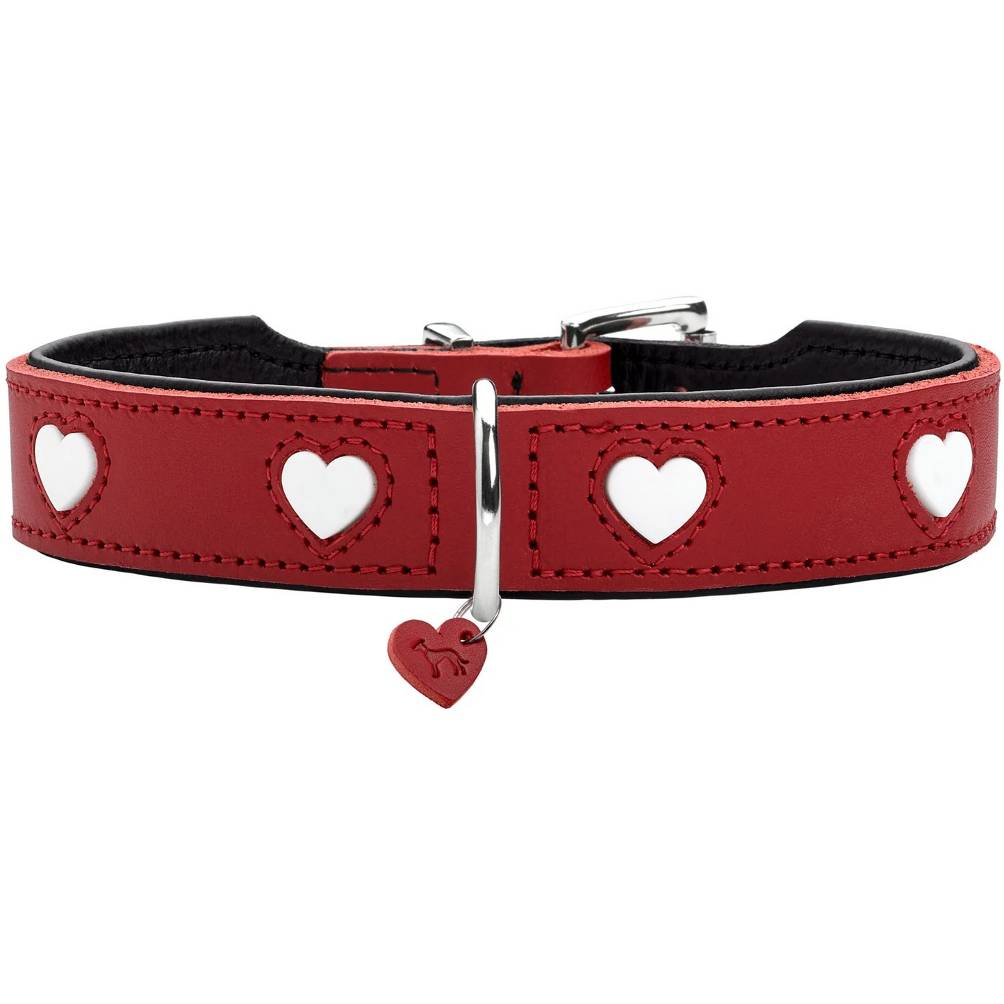 Leren halsband Love - Rood – Halsband van Hunter | Hondenboetiek