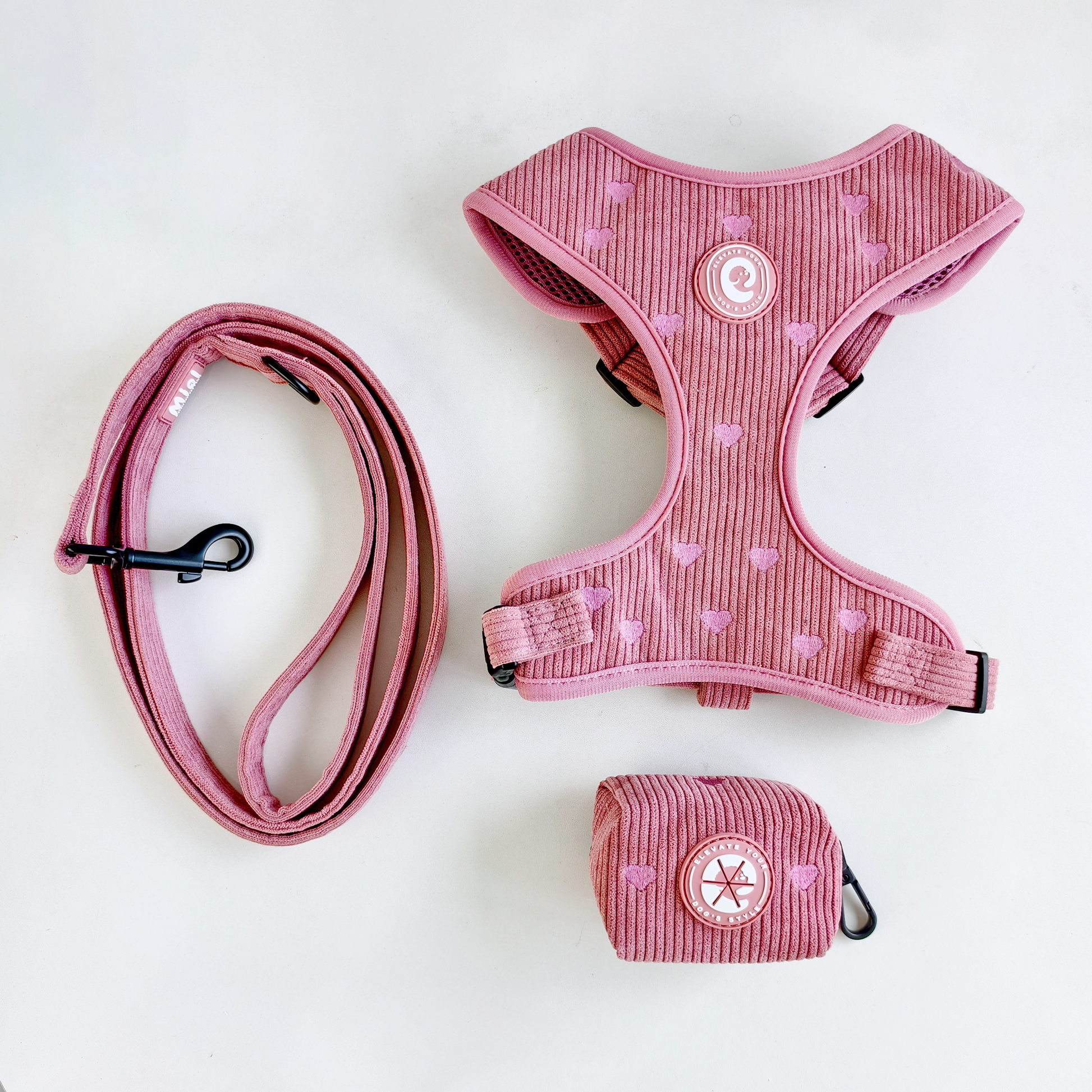 Corduroy Heart Leiband - Roze – Leiband van MIEL | Hondenboetiek (afbeelding 4)