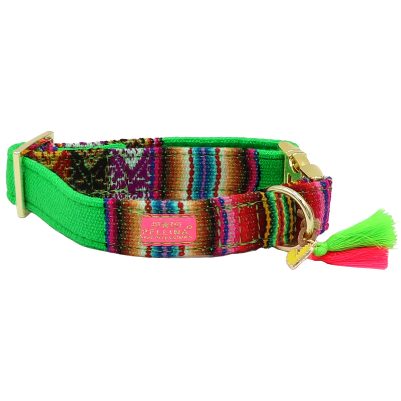 Halsband "LaaBoheme" Neon Groen – Halsband van Pellina | Hondenboetiek