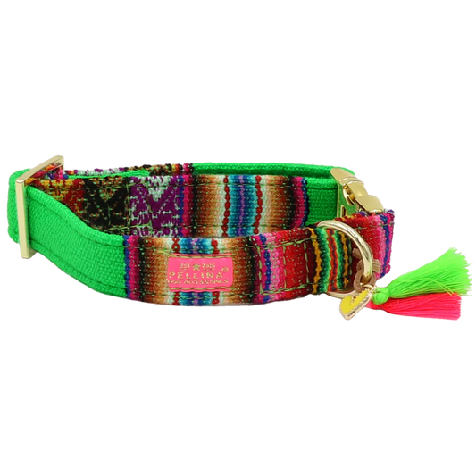 Halsband "LaaBoheme" Neon Groen – Halsband van Pellina | Hondenboetiek