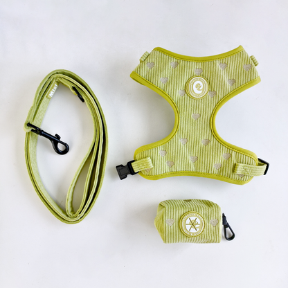 Corduroy Heart Harnas Groen set – Harnas van MIEL | Hondenboetiek (afbeelding 3)